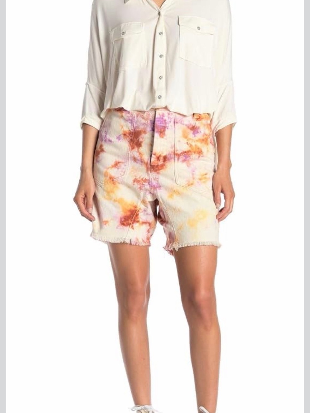 We The Free She’s a Legend Harem Bermuda Shorts- Apricot Tie Dye - Picture 12 of 13